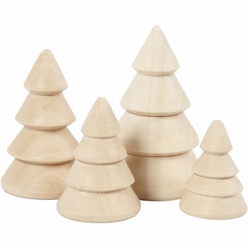 Wooden Christmas Trees 4 assor