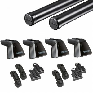 Yakima BaseLine RoundBar Roof Rack Package - Fits Bare Roofs - Black
