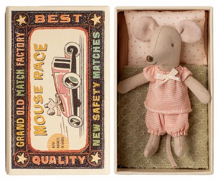 Mouse Little Sister in Pajamas in Matchbox