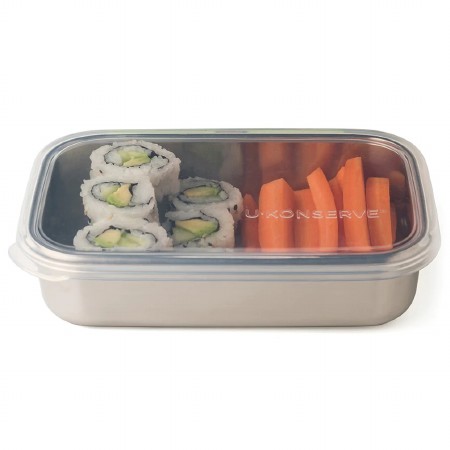 Rectangular 25oz Stainless Steel Container with Clear Silicone Lid