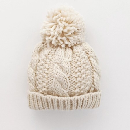 Cable Beanie Natural 0-6m