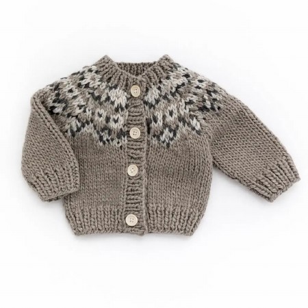 Cardigan Fairisle Pebble 0-6m