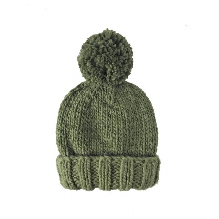 Classic Pom Hat Moss 3-6m