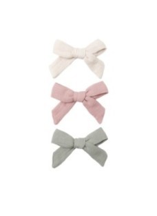 Clip Bow Set Natural/Fern/Rose