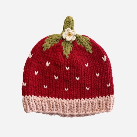 Cotton Strawberry Hat 0-3m
