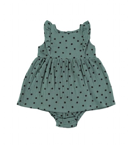 Dress Dots Green 6-12m