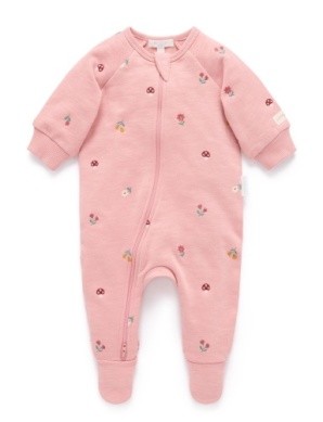Embroidered Fleece Footie 0-3m