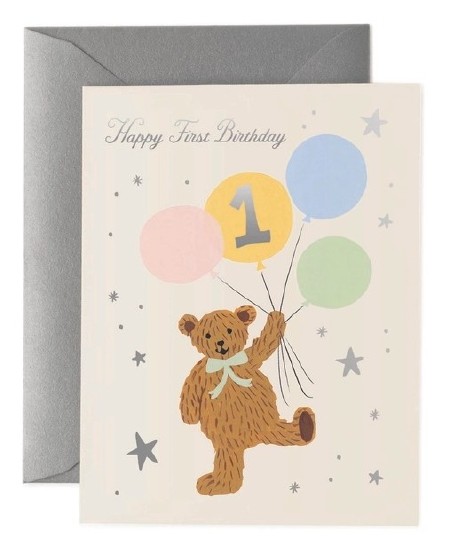 First Birthday Bear Card