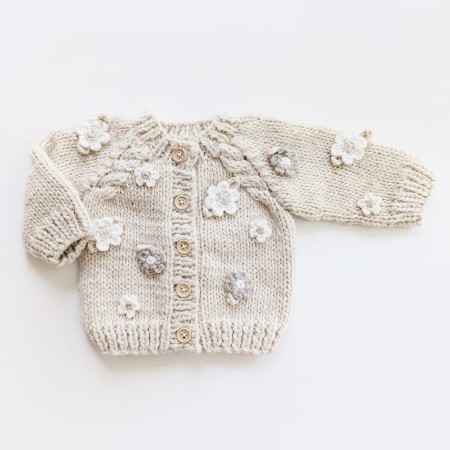 Flower Cardigan Natural 0-6m