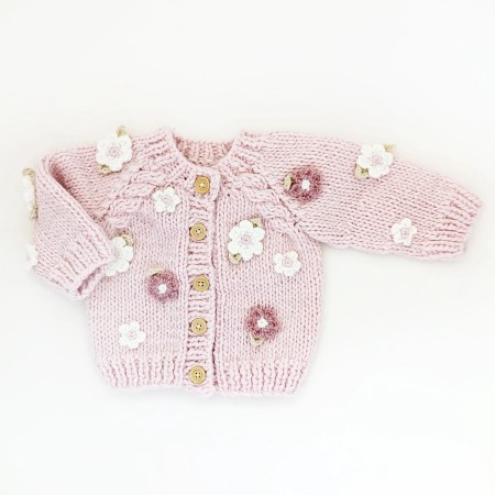 Flower Cardigan Pink 0-6m