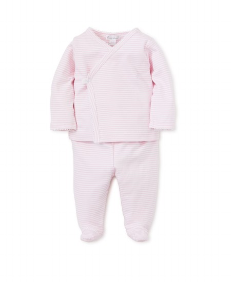 Footed Pant Set Pink Stripe NB