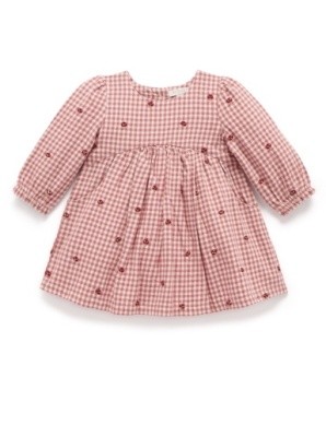 Gingham Broidery Dress 3-6m