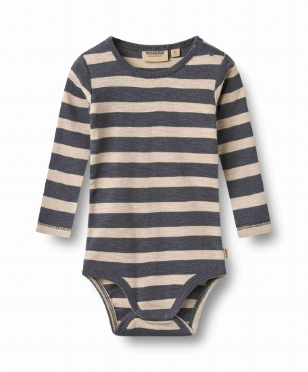 Grey Blue Stripe Onesie 3-6m