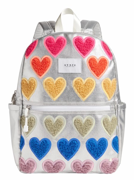 Kane Kids Fuzzy Hearts Metallic Backpack