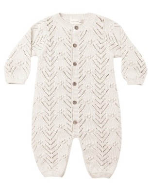 Knit Bubble Romper Oat 0-3m