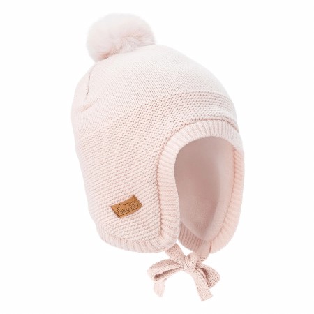 Knit Pom Pom Hat Pink 3-9m