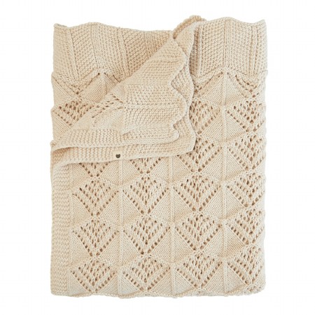 Knitted Blanket Wavy Ivory
