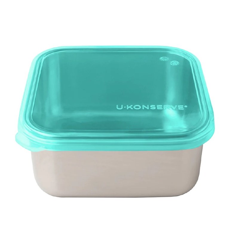 Square 30oz Stainless Steel Container with Silicone Lid in Island Teal