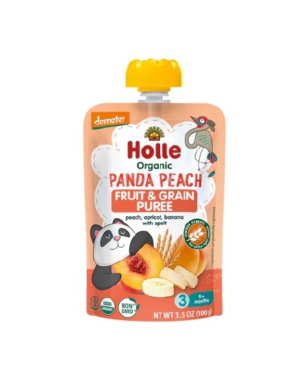 Organic Baby Food Pouch Panda Peach