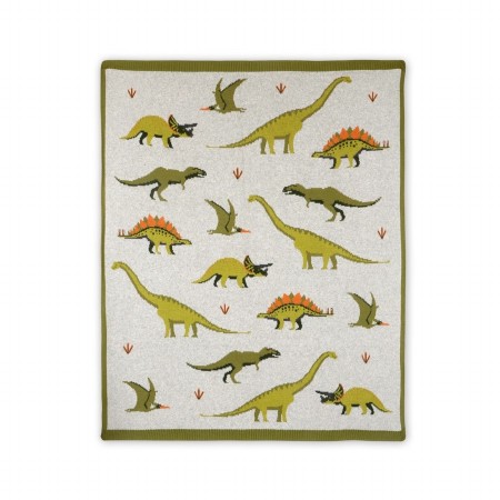 Organic Blanket Green Dinosaur