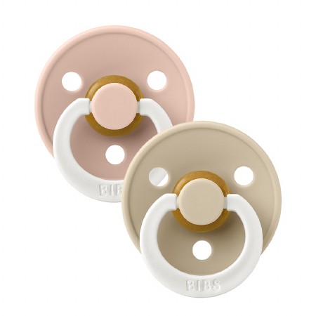 Pacifier Colour GLOW Latex 2-Pack Blush / Vanilla Size 1 for 0-6 Months with Round Nipple