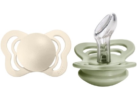 Pacifier COUTURE Silicone 2-Pack Ivory/Sage Size 1 for 0-6 Months