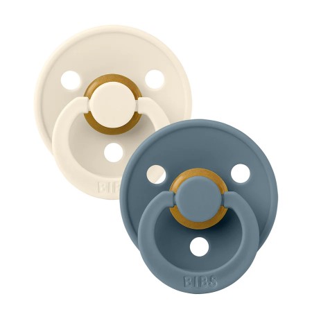 Pacifier Original COLOUR Latex 2-Pack Petrol/Ivory Size 1 for 0-6 Months with Round Nipple