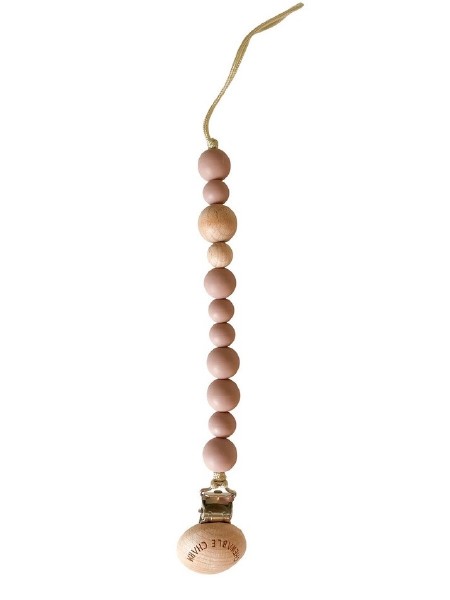 Pacifier Clip Wood &amp; Rose