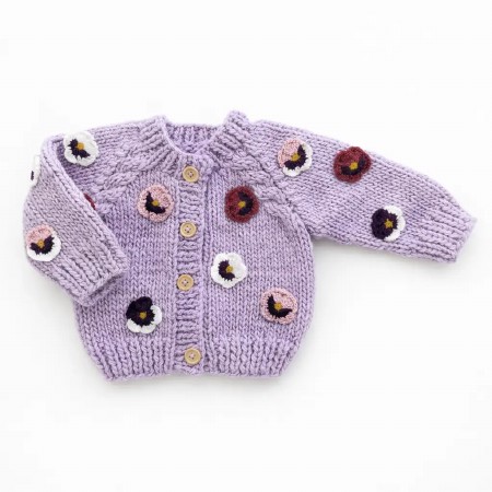 Pansy Cardigan Lilac 0-6m