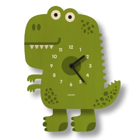 Pendulum Clock Wood Dinosaur