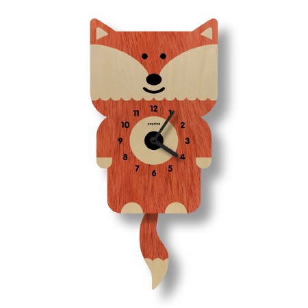 Pendulum Clock Wood Fox