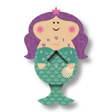 Pendulum Clock Wood Mermaid