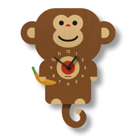 Pendulum Clock Wood Monkey