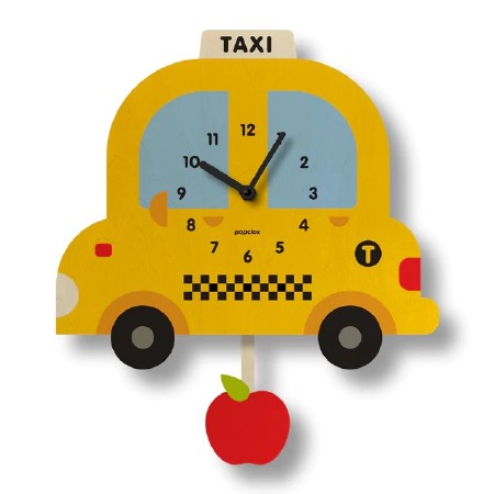 Pendulum Clock Wood Taxi