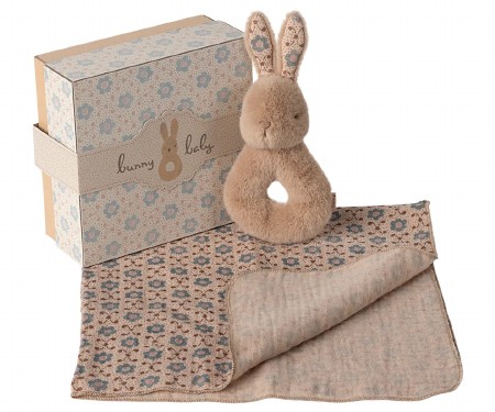 Rabbit Rattle Set Cream Peach