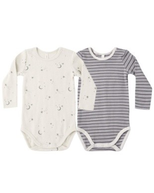 Rib Onesie Slate Stripe 0-3m