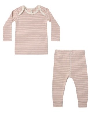 Ribbed Set Rose Stripe 3-6m