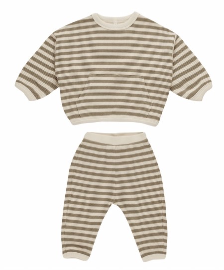 Slouch Set Olive Stripe 3-6m