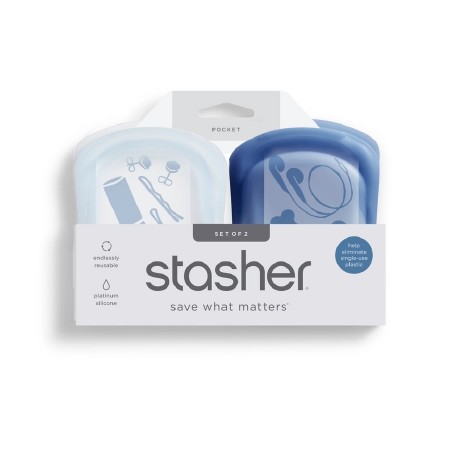 Stasher Pocket 2-Pack Deep Ocean &amp; Clear

ADD PHOTOS