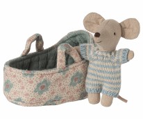 Mouse Baby in Carry Cot Blue
