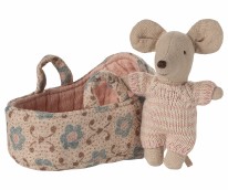 Mouse Baby in Carry Cot Rose