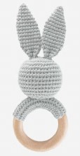 Wood Teether Bunny Grey