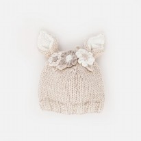 Flower Beanie Natural 0-6m