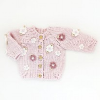 Flower Cardigan Pink 0-6m