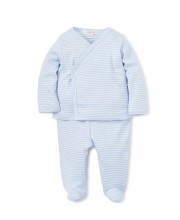 Footed Pant Set Blue Stripe NB
