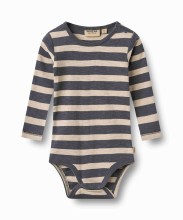 Grey Blue Stripe Onesie 3-6m