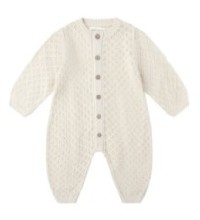 Knit Bubble Romper Natural 3-6