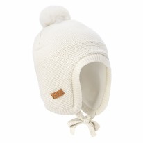 Knit Pom Pom Hat Vanilla 3-9m