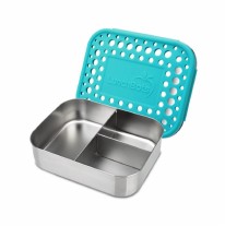 LunchBots Medium Bento Trio Aqua Dots Lunch Box