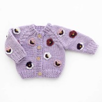 Pansy Cardigan Lilac 0-6m